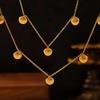 18K Gold Plated Titanium Baroque Geometric Scallop Pendant Necklace for Women - Personality Temperament Clavicle Chain Jewelry