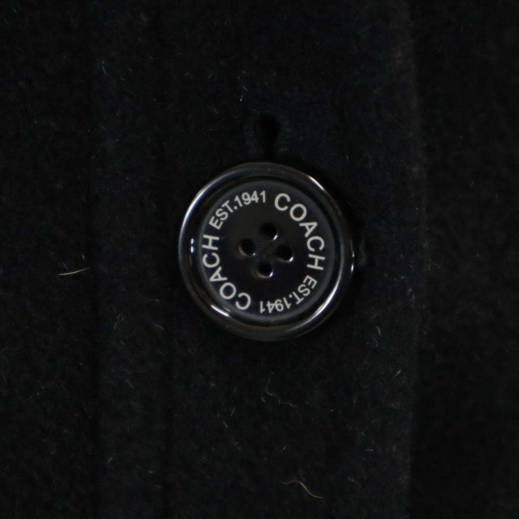 Coach Melton Edelstahl Kragenmantel XS schwarz Damen Gebraucht
