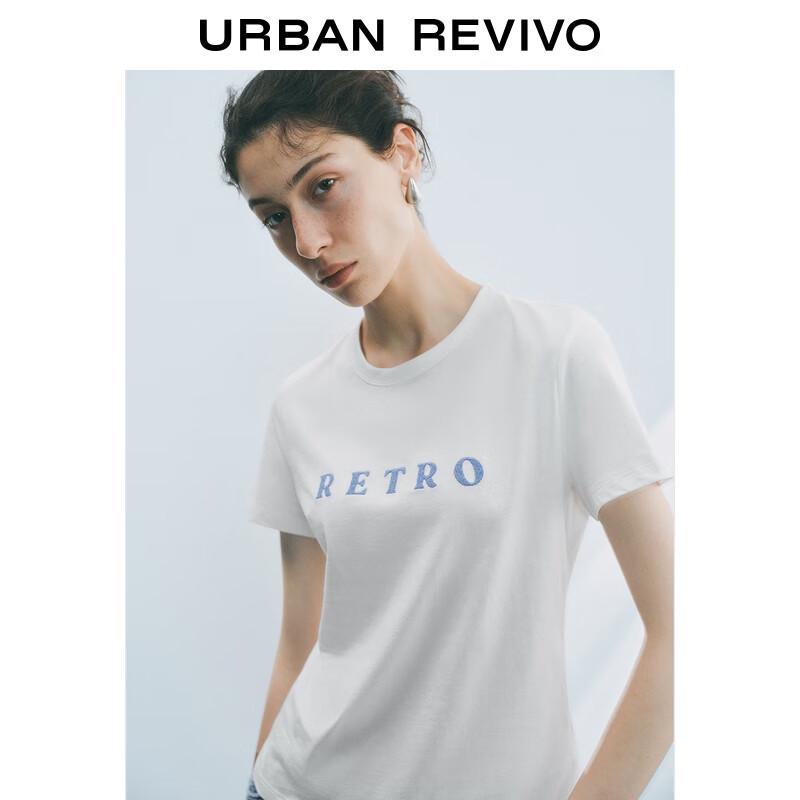 UR 2025 Autumn Contrast Letter Print Short Sleeve T-shirt