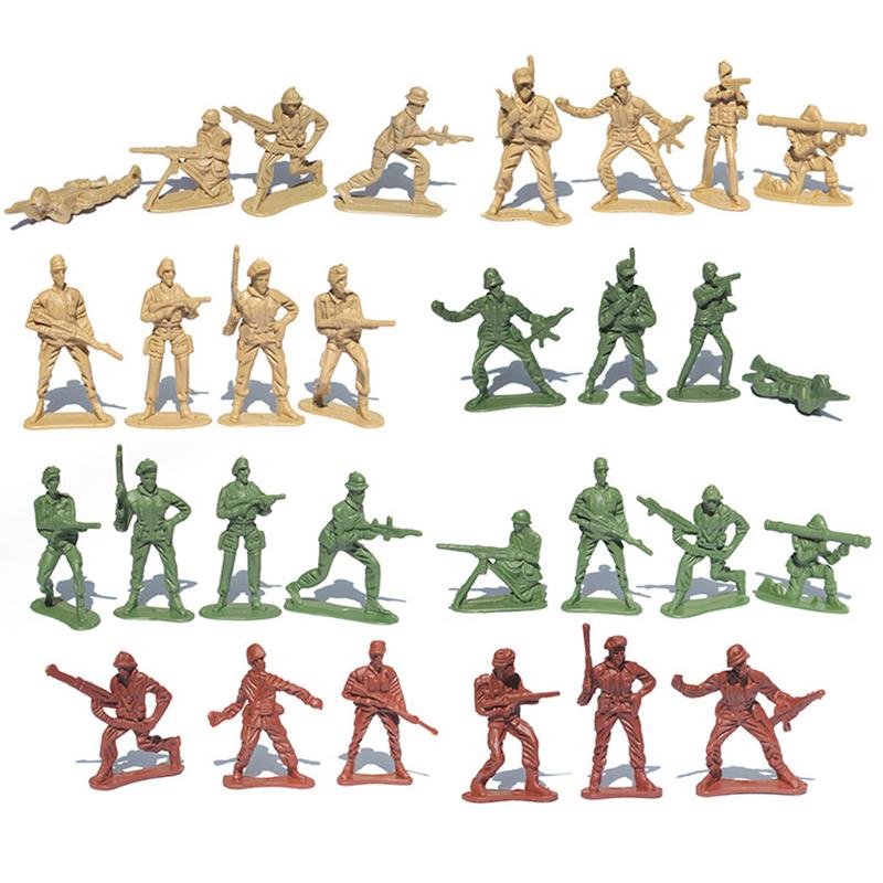 30PCS/Set Colorful Plastic Army Soldier Model Simulation Military Sandbox DIY Decorative Mutiple Poses Men Figures Statuette ZYF