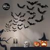 12pcs Halloween 3D Black Bat Spider Wall Stickers Halloween Party DIY Decorative Wall Decal Horror Bats Removable Stickers Decor