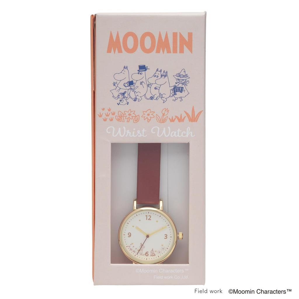 Feldarbeit Analoge Uhr mit Moomin Leder Einfache Moomin Aufdruck Uhr Rotes Damendesign, Armband, J, MOM021-3