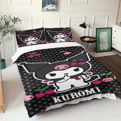Sanrio Serie Kurome 3-teilig 1 Bettbezug Einteiliges Bettwäsche-Set Comforte Luxus Exquisites Geburtstagsgeschenk Polyester Heimdekoration