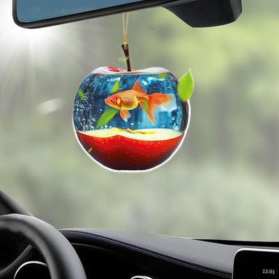 Apfel Aquarium 2D Hängeornament Schlüsselanhänger Anhänger Multifunktional Auto Rückspiegel