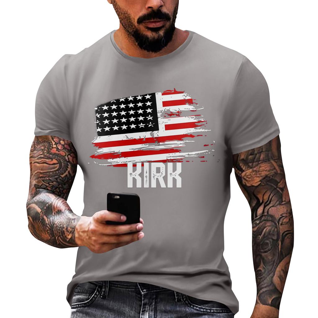 Fashionable Round Neck Short Sleeve Work Clothes Printed Tops For Mens Summer Tops