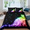 Rainbow Cat Butterfly Duvet Cover Three-Piece Set Watercolor Galaxy Outer Space Bedding Set With Pillowcase