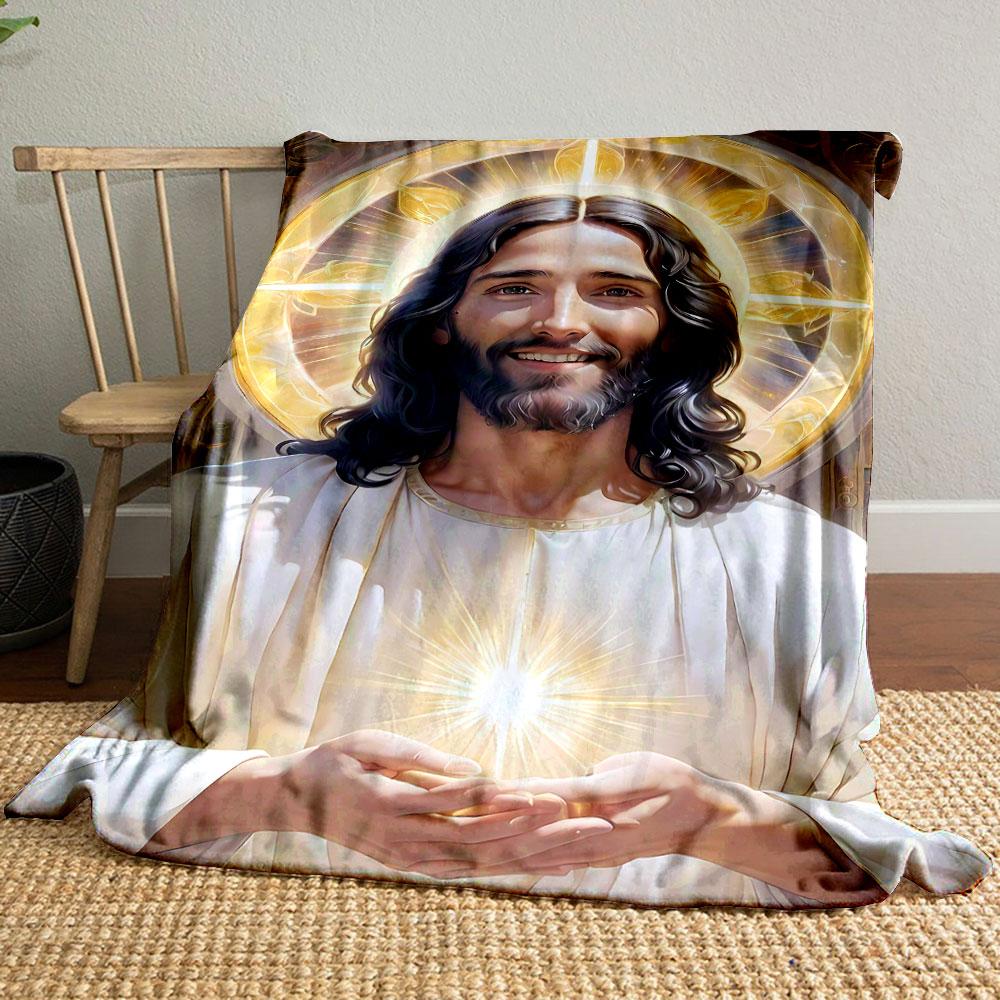 

Jesus Radiant Sacred Blanket Printed Blanket for Living Room Bed Couch lunch break Soft Cozy Blanket for Friend s festival Gift 80cm x 120cm