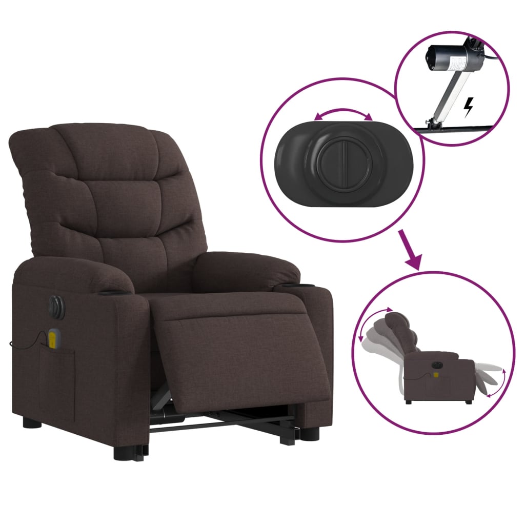 Vidaxl Lift-up Massage Chair, Electric, Reclining, Dark Brown