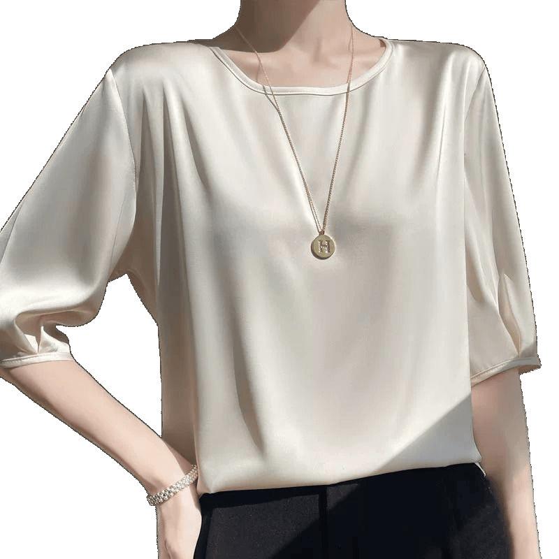 High-End Mulberry Silke Kortarmet Skjorte for Kvinner - Lett & Elegant Sommeroverdel