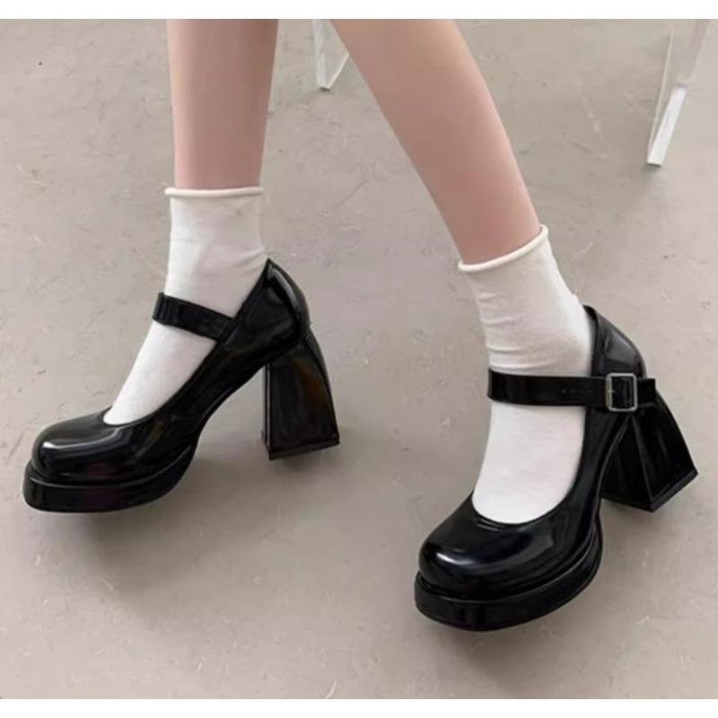 Women's High Heels Pumps Mary Jane Shoes Platform Pink Black Wine Red White Block Heeled Working Party Dance Wedding Shoe Female