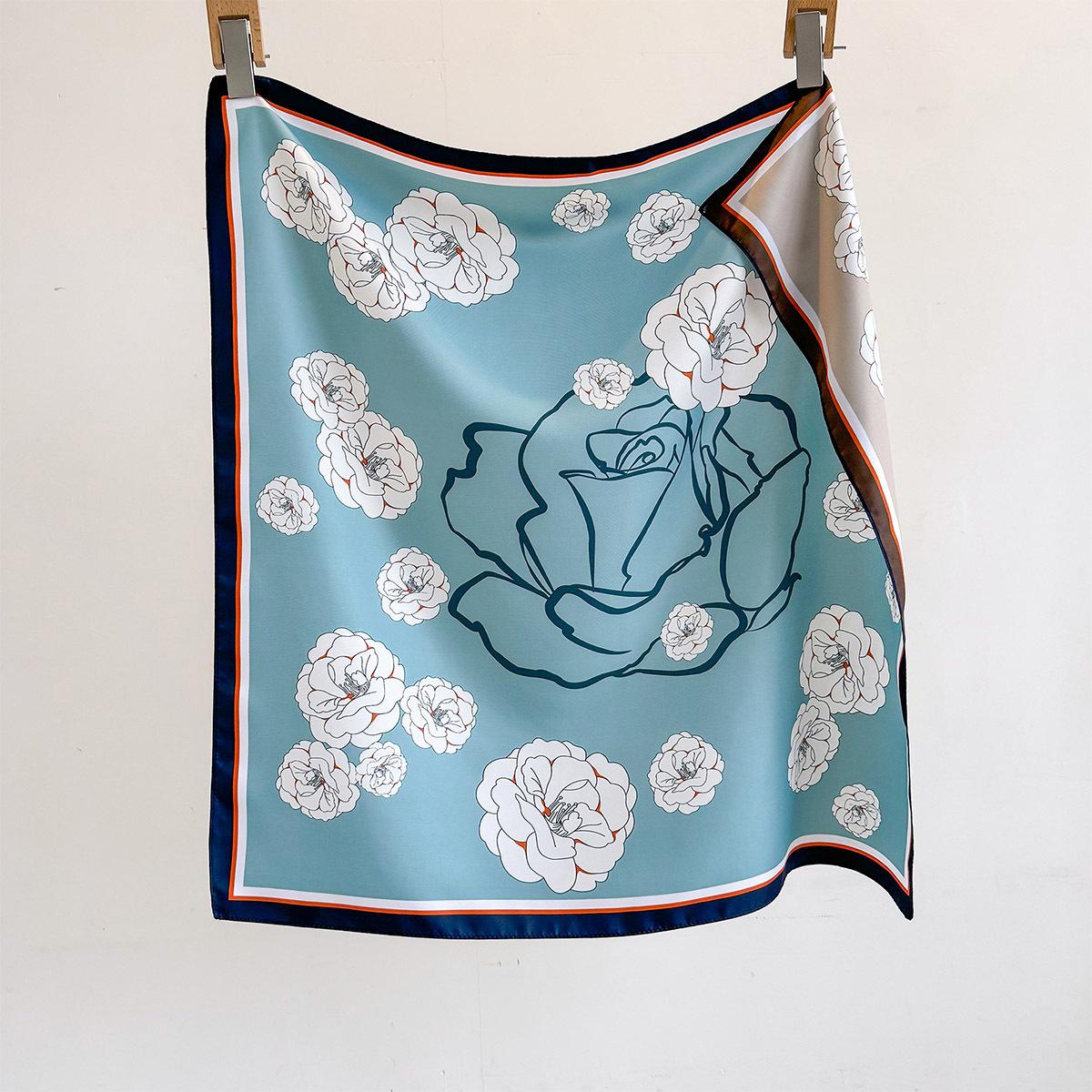 

Имитация шелка Двусторонний шарф Роскошный цветочный принт Квадратный шарф Женский шейный платок Банданы Фуляр Повязка на голову Галстук для шеи Обертывания