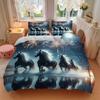 3pcs Anime Horse Fireworks Bedding Set - Includes One Quilt Cover and Two Pillowcases (No Core) - Home Decor Gift for Bedroom and Guest Room