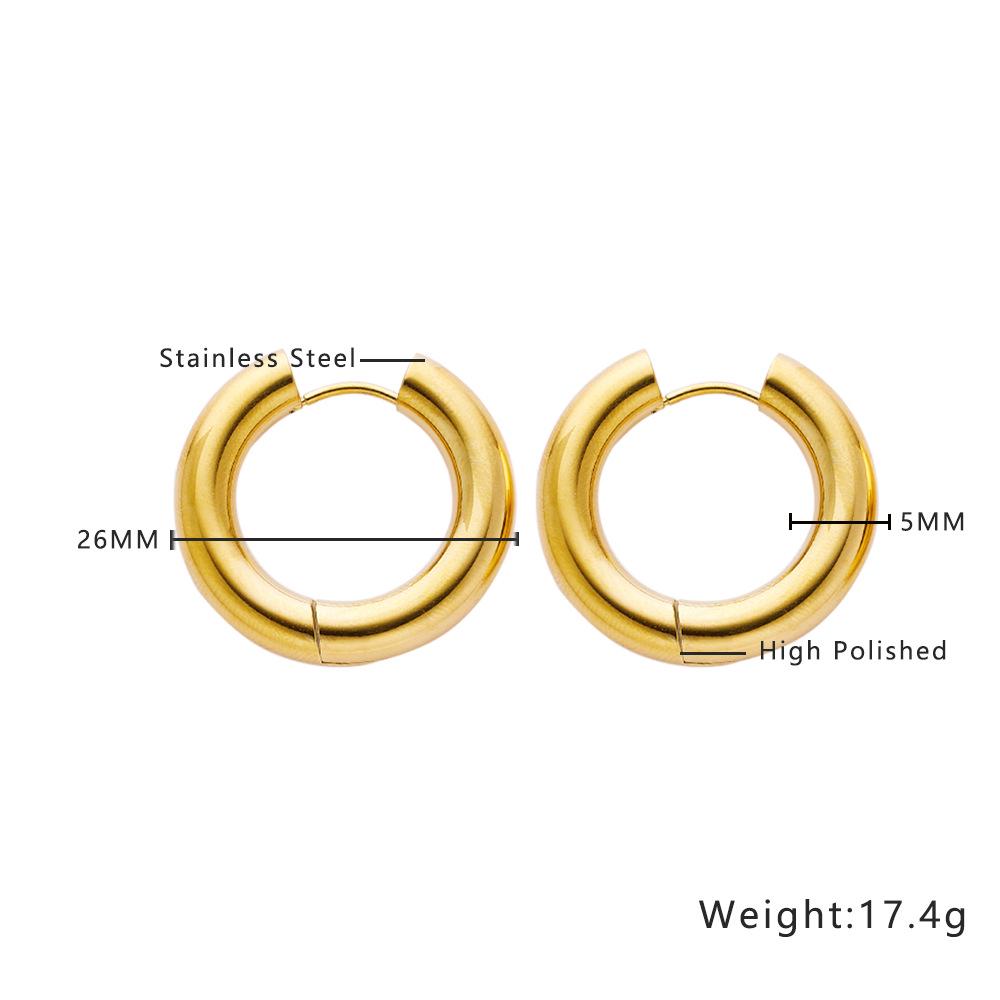 18K Gold Plated Stainless Steel Cross Hoop Earrings for Women - Colorfast Simple Gold Design золотой
