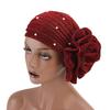Fashion Faux Pearl Decor Big Flower Women Elastic Hat Soft Head Wrap Cap Gifts