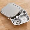 Wuhe Stainless Steel Divided Lunch Plate for Kids with Lid and Spoon