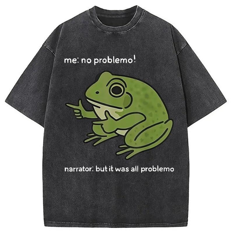 Men's Casual Loose Hiphop T-shirts Summer Short Sleeve O-neck Unisex Tees Holiday Chic Stupid Frog Meme Washed Acid Tunics