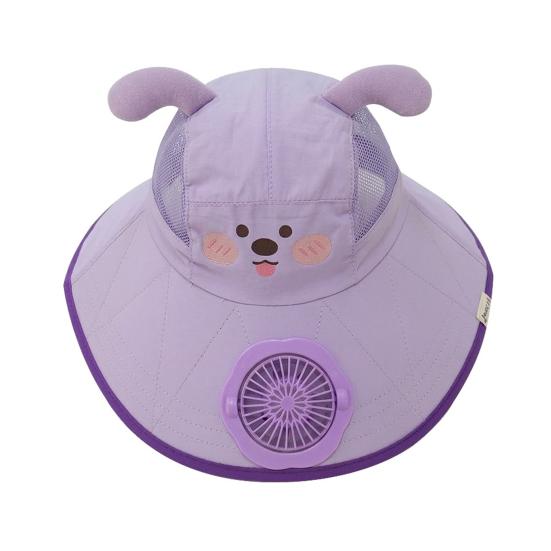 

Kids Sun Hat Cartoon Shape Extra Large Brim Full Face UV Protection Solar Fan Cooling Mesh Breathable Summer Hat фиолетовый