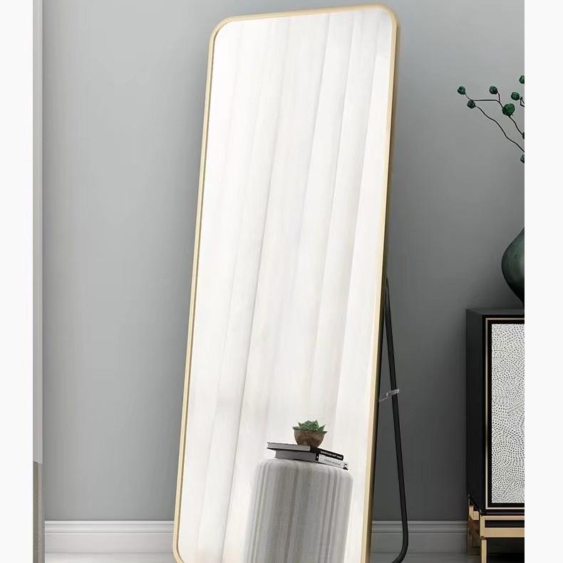 Minimalist Full-Length Floor Mirror: Aluminum Alloy, Wall-Mounted Design, Perfect for Living Room or Bedroom