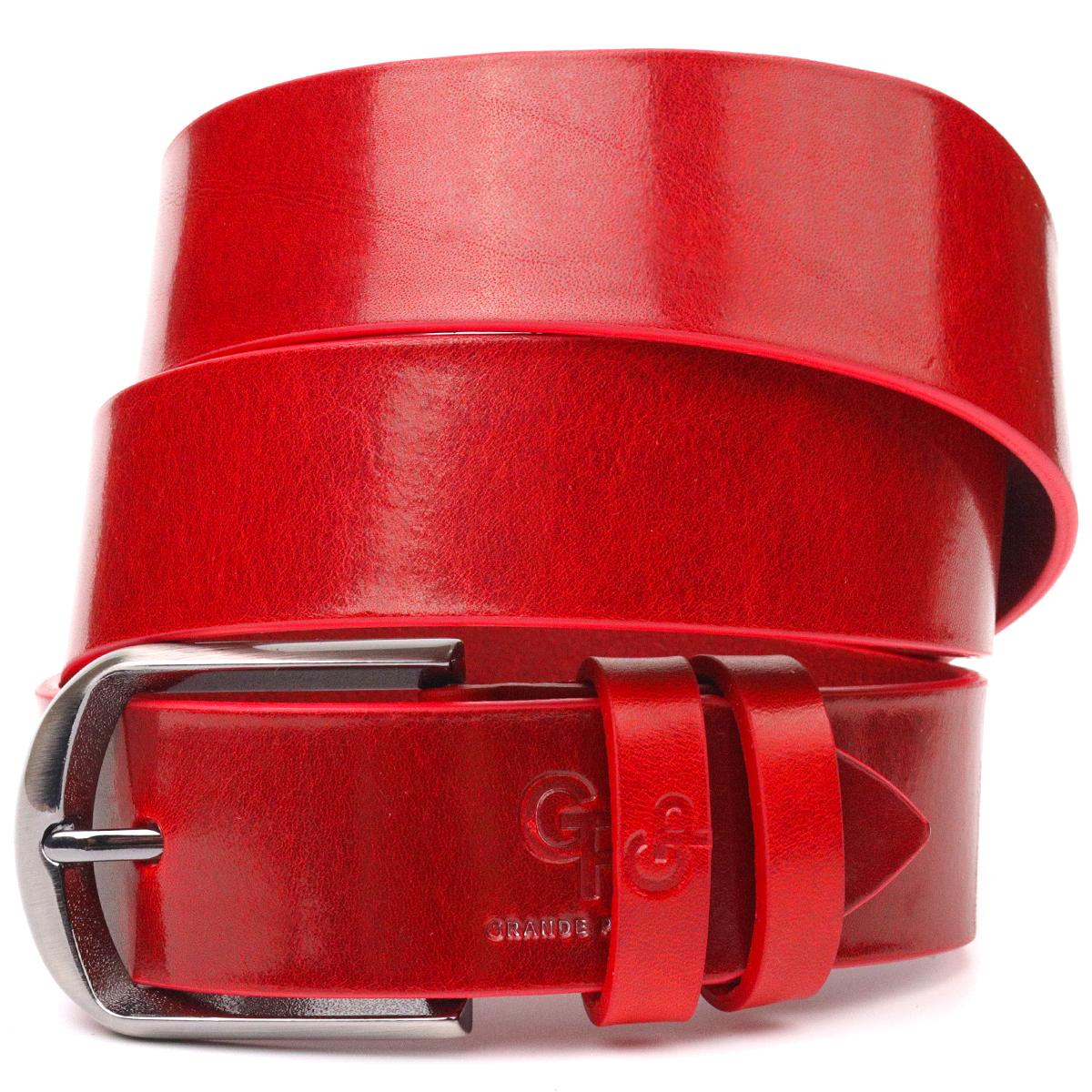 

Жіночий яскравий шкіряний ремінь GRANDE PELLE Leather Belt 21457 Червоний