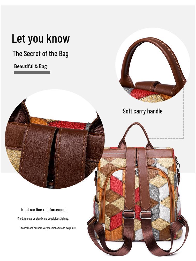 Trendy Women's Anti-Theft Colorblock Backpack - Large Capacity for Travel