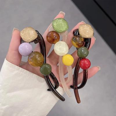 New Irregular Twist Clip Disc Hair Grab Clip for Women Elegant Colorful Beads Twisted Hairpin Girl Hair Accessories