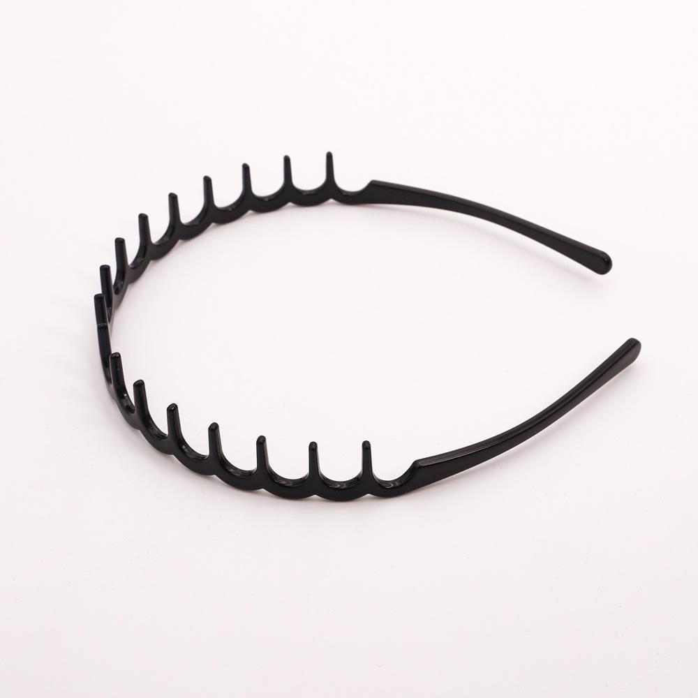 Simple and stylish black toothed non-slip headband for washing face, bangs pressing headband, women's adult hair clip, plastic hairpin, set of 12