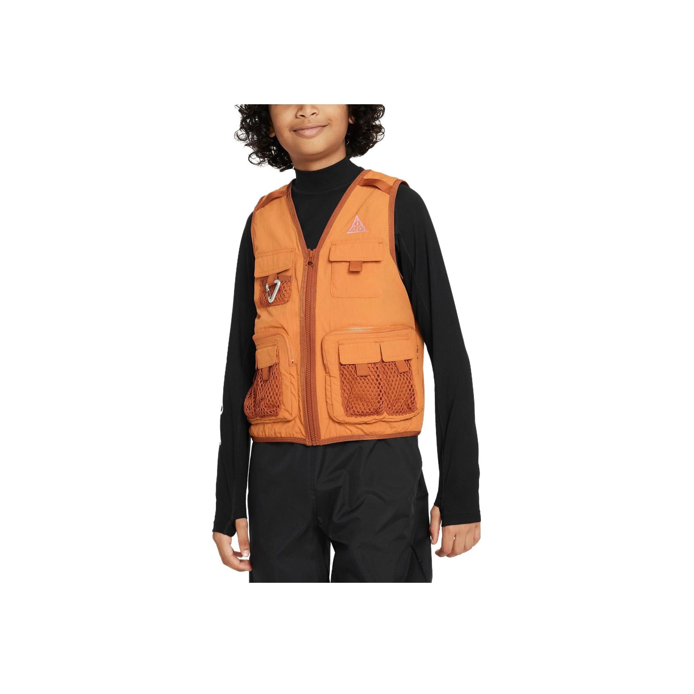 

Nike Серия ACG однотонный с V-образным вырезом и логотипом, на молнии, детские топы King-Orange FB1303-815 L