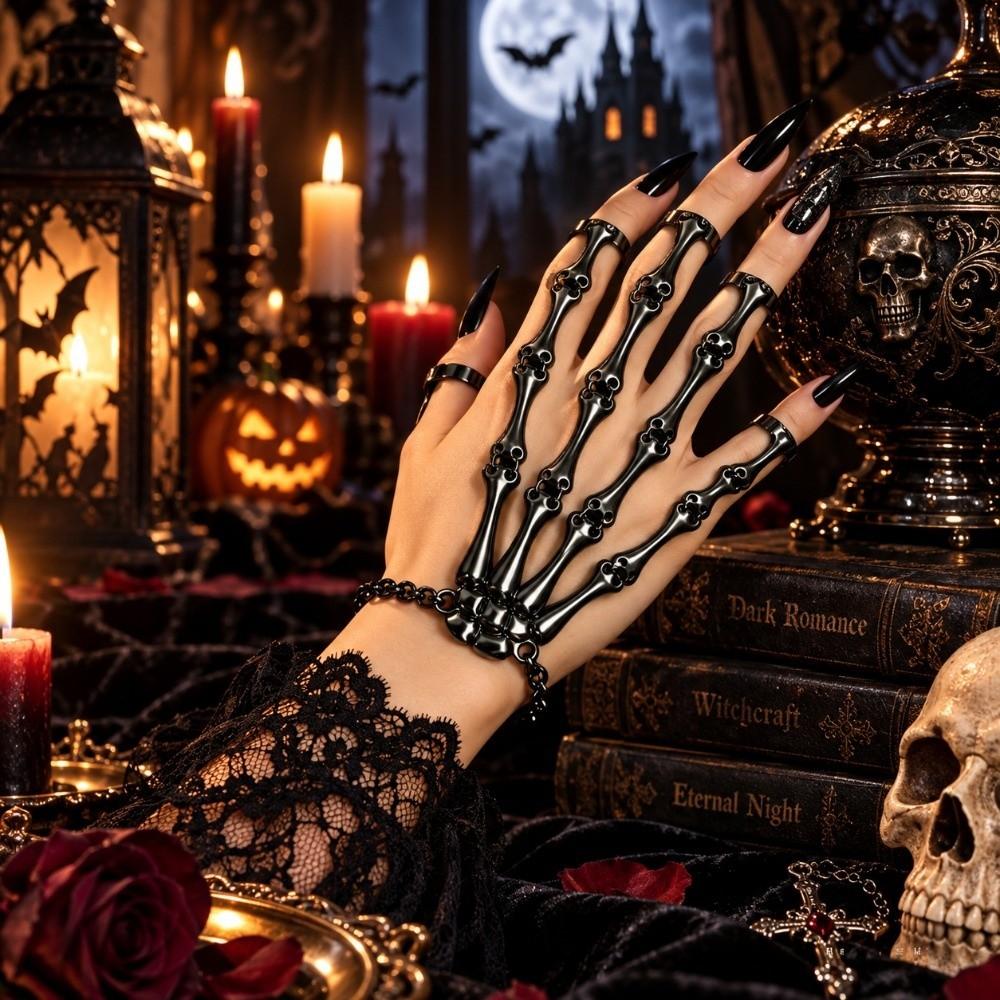Metal Halloween Hand Bone Bracelet Five-Fingers Ghost Claw Bangles Skeleton Bracelets Halloween
