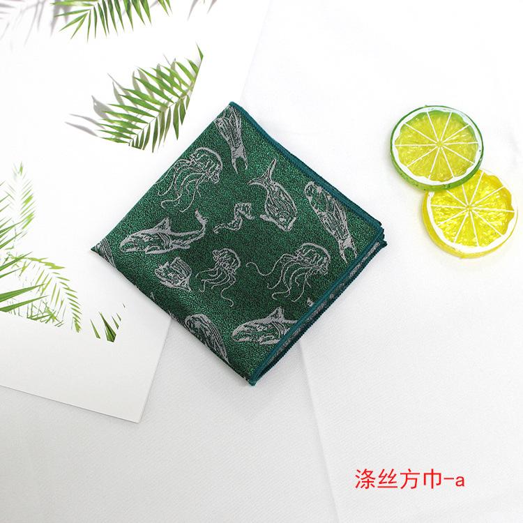 Men'S Handkerchief Jacquard Polyester Silk Flower Leaves Multi-Colored Men'S Pocket Towel