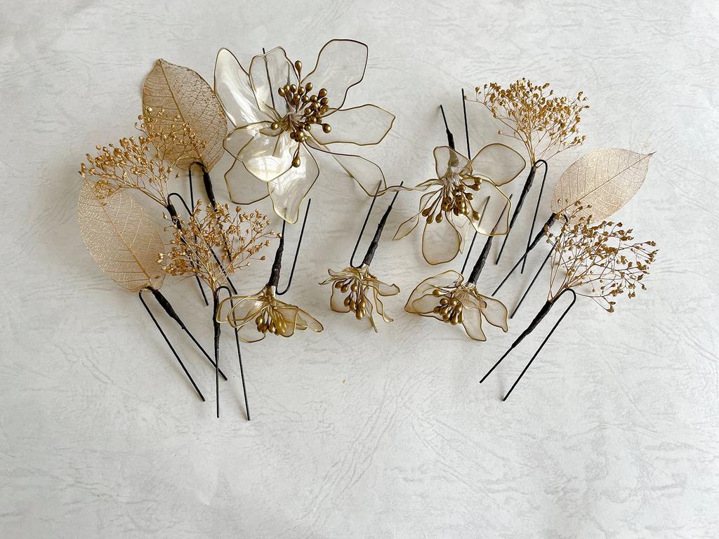American Flower Gold Japanese Hair Graduation Dried Bridal Headdress, Flower, Clothing, Ornament, Coming-of-age Ceremony, Ceremony, Wedding,