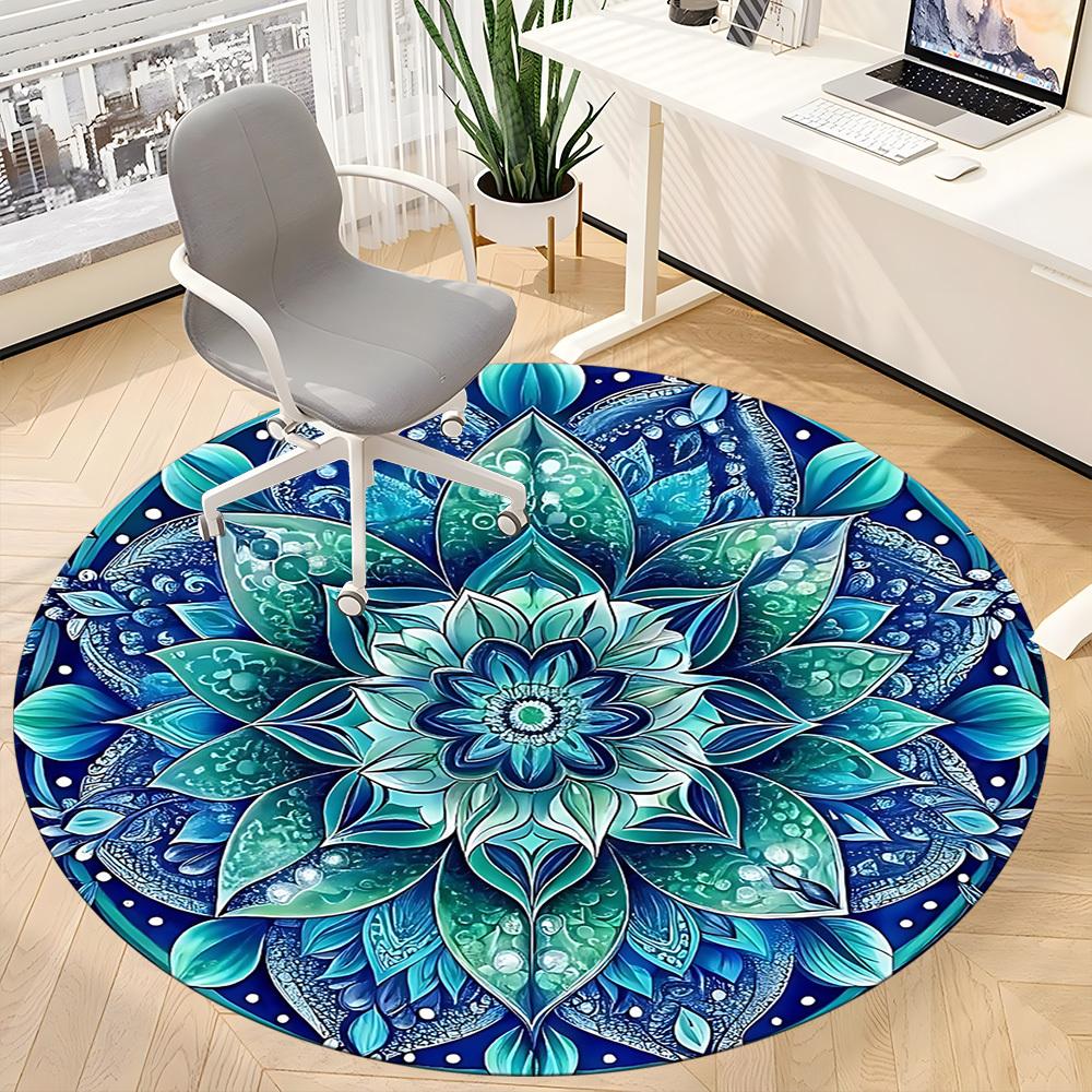 1pc Mandala Artwork Carpet, Round Non Slip Durable Large Size Office Carpet, Suitable for Office