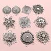 10pcs Antique Silver Plated Boho Vintage Flower Connector Charms Pendant DIY Jewelry Making Accessories Findings 