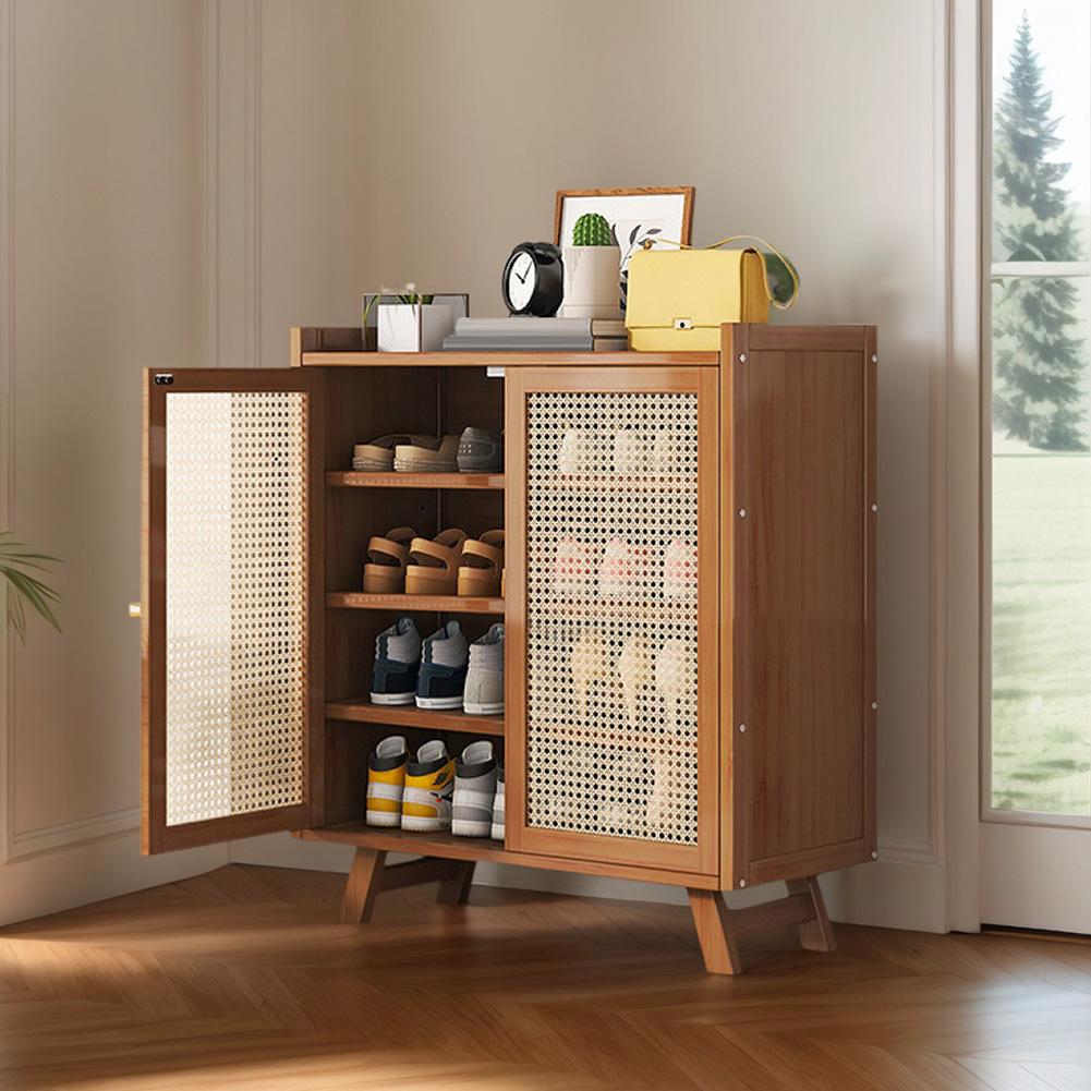 5/7-Tier Wooden Shoe Cabinet with Doors Shoe Storage Cabinet Rack Wooden Shoe Storage Shelves for Entryway Hallway Closet