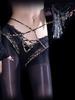 Women'S Lace Cross Waist Pantyhose Oil Shiny Glossy Sheer See Through Stocking Woman Underwear 2 In 1 Tights Shaping Pantyhose
