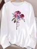 (Asian Size) flower trend cute Fashion Print T Shirt autumn winter spring Casual Tee Women Clothing Top o-neck Graphic Long Sleeve T-shirts