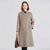 FENGXUN Women's Mid-Length 100% Wool Embroidered Double-Faced Coat