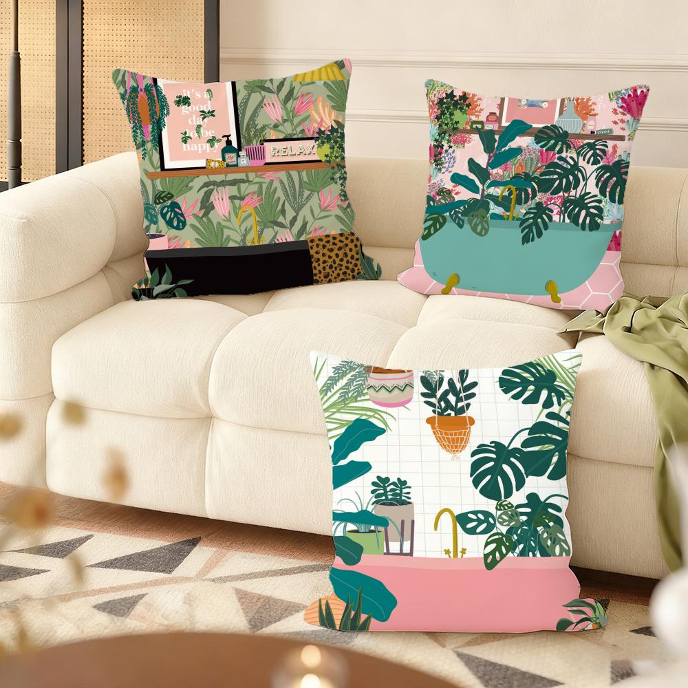 Botanical Plants Boho Vase Cushion Cover Soft Short Plush Pillow Cover Smooth Cozy Texture Aesthetic Cushion Case Home Decor