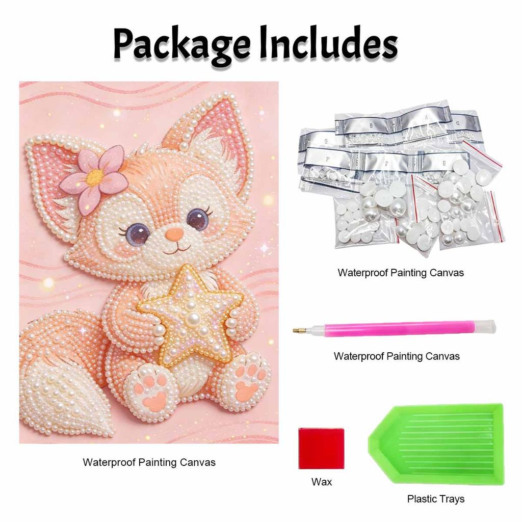 Disney 5D DIY Pearl Painting Kit, Cute Fox Holding Star Home Bedroom Wall Decor Crafts Handmade Gift