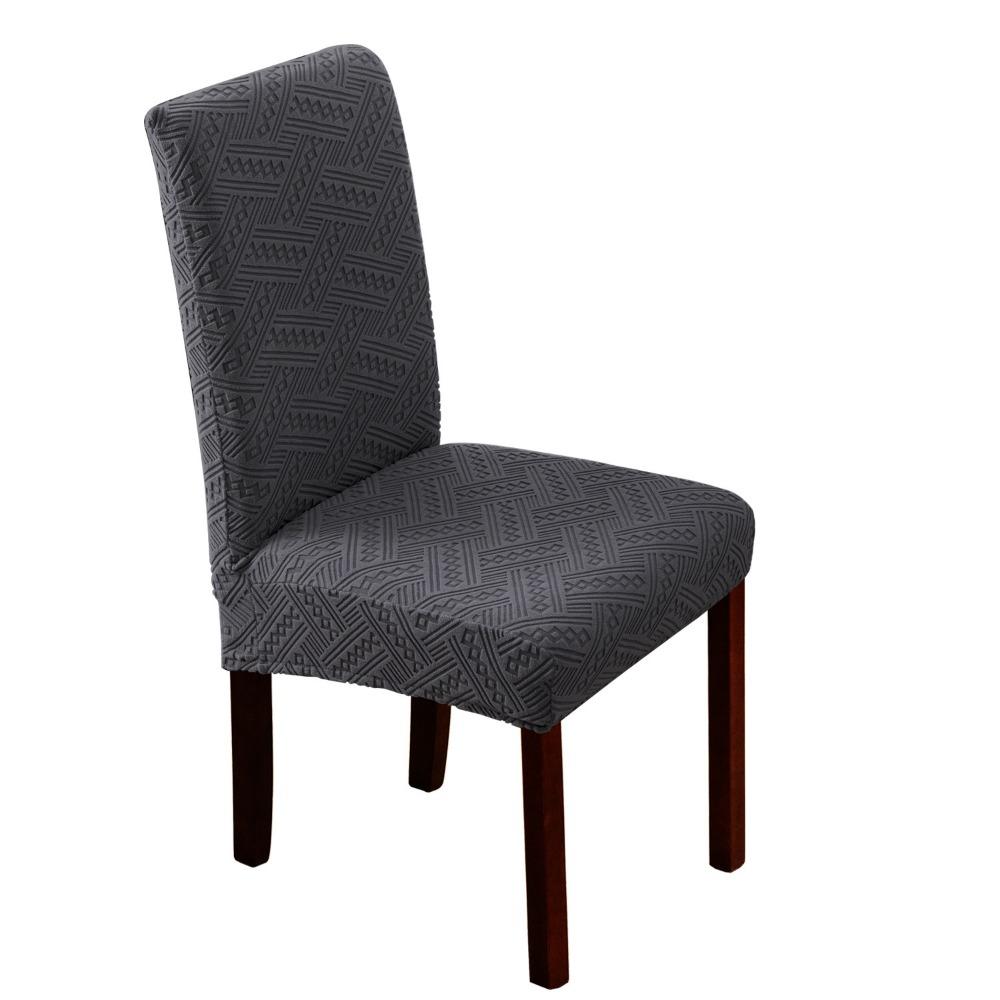Universal Knitted Elastic Chair Covers Geometric Jacquard Dustproof Stretchable for Home Hotel Banquet