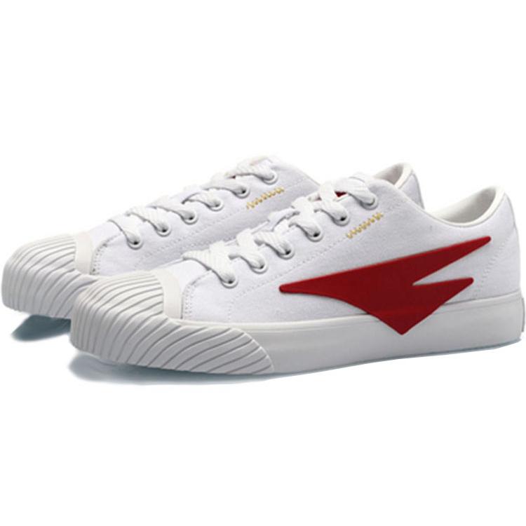Li Ning Lightweight Coverage Slip Resistant Low top Skateboard Shoes Men's White Red AGCP132-6