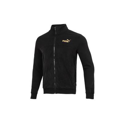 Solid Color Logo Casual Stand Collar Jacket Men Outerwear Black 674350-01