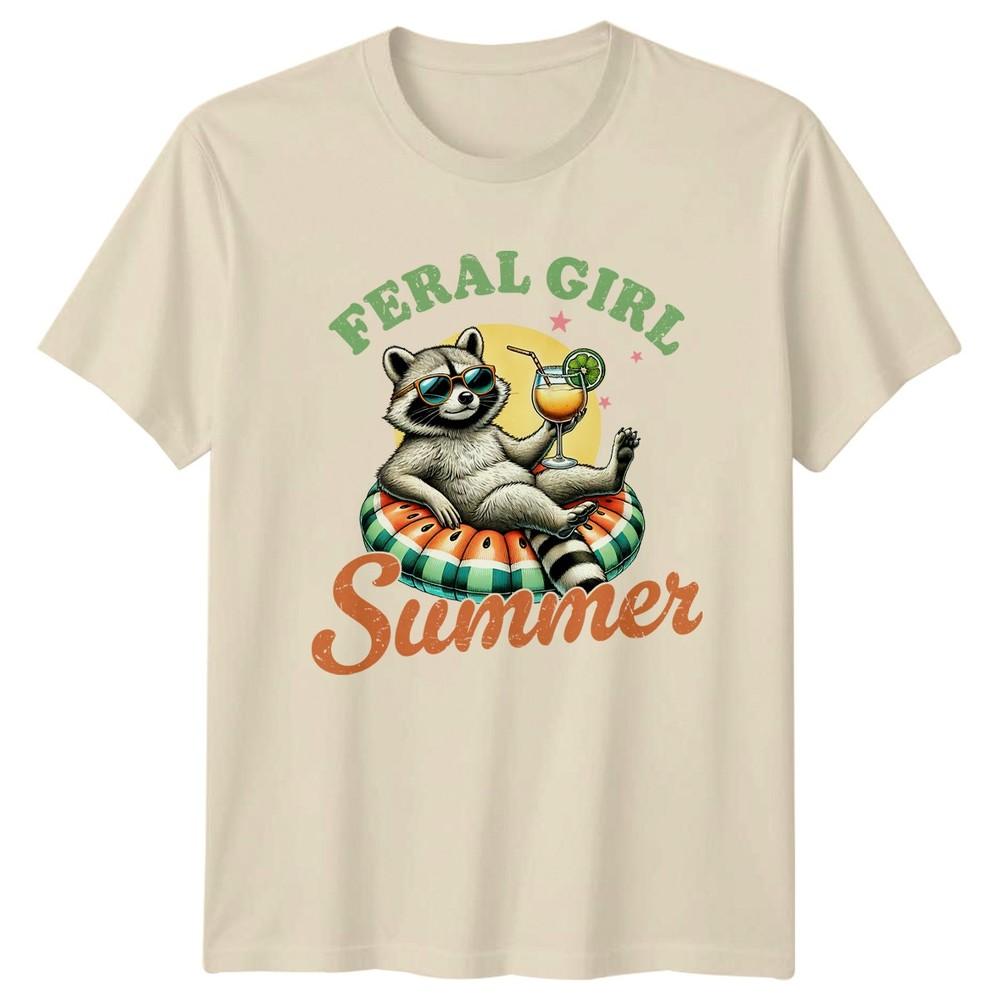 Feral Girl Summer Unisexs TShirt Raccoon Party Wildlife Gift For Her