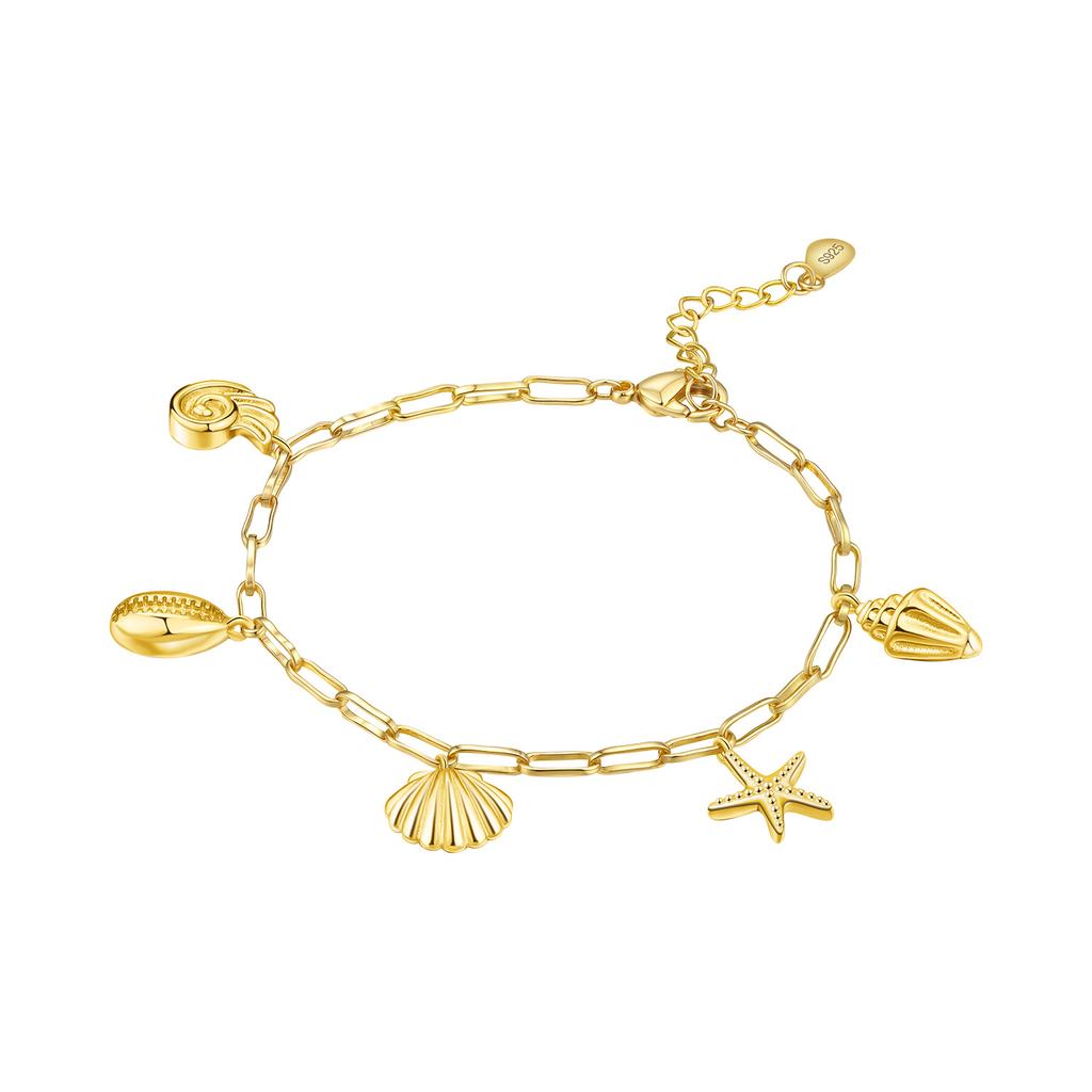 New 925 Silver Exquisite Golden Starry Bracelet Chain Link Women Bracelet Birthday Festival Jewelry Gifts