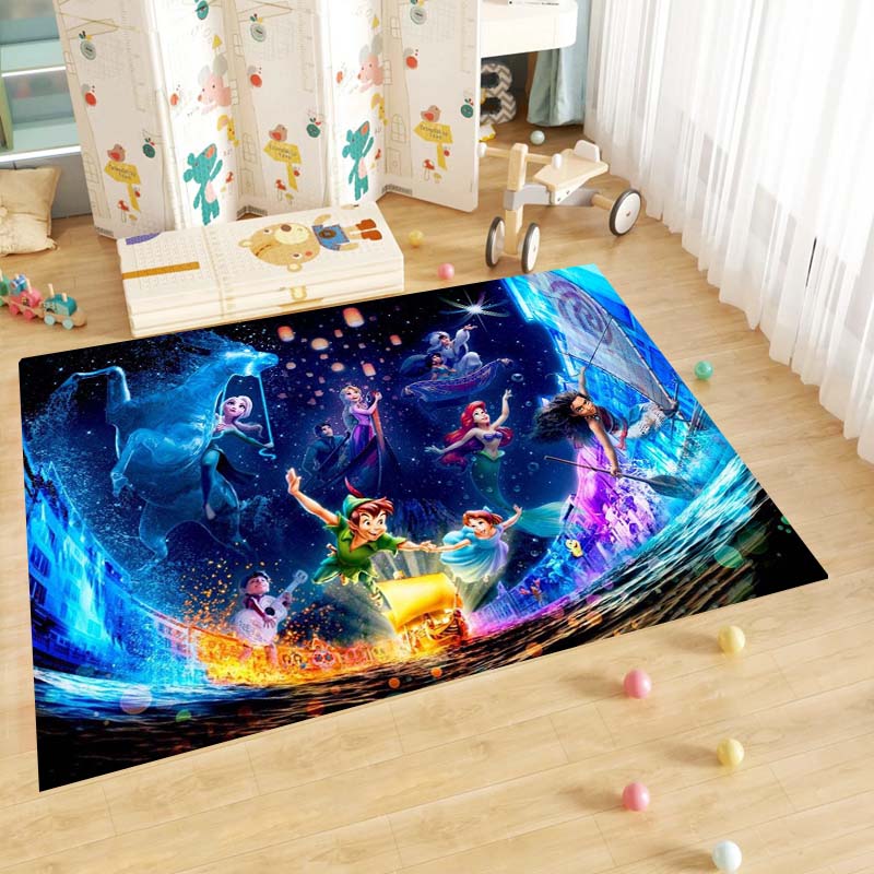 Cute cartoon rug with princess anime pattern, non-slip, machine washable, suitable for living room, bedroom, and home use.-22