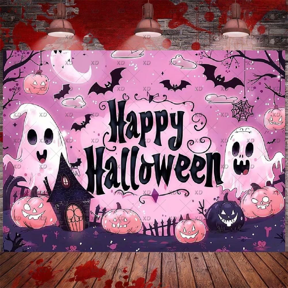 Halloween Party Decor: Pumpkin Backdrop, Ghosts, Haunted House, Photography Props, Photo Booth Banner5018