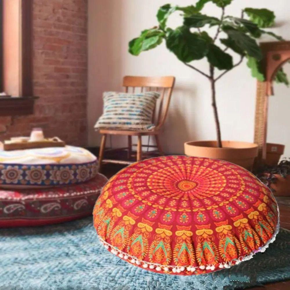 Böhmische Bodenkissenbezug Boho Bedruckter Kissenbezug Mandala Runder Kissenbezug Runder Kissen