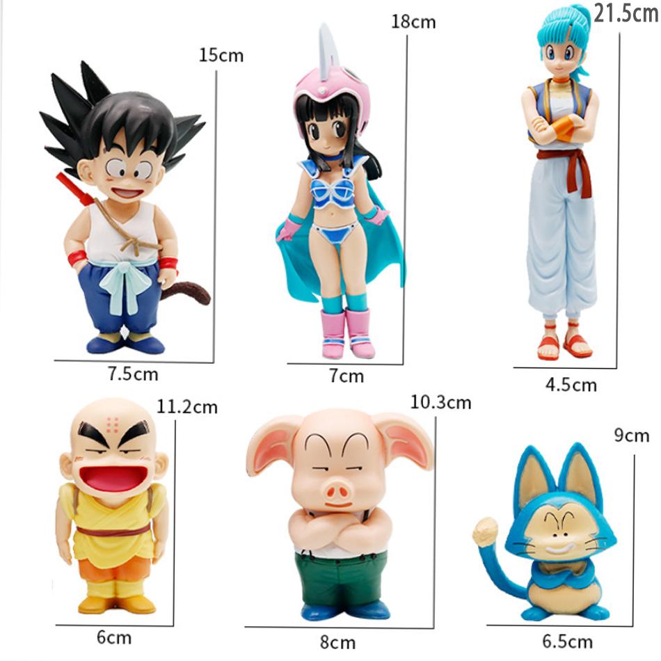 Toys Model 1-6pcs Dragon Ball Z Figures with Box Goku Chi-Chi Bulma Krillin PVC Anime ornament Collectible for Anime Fans Gift