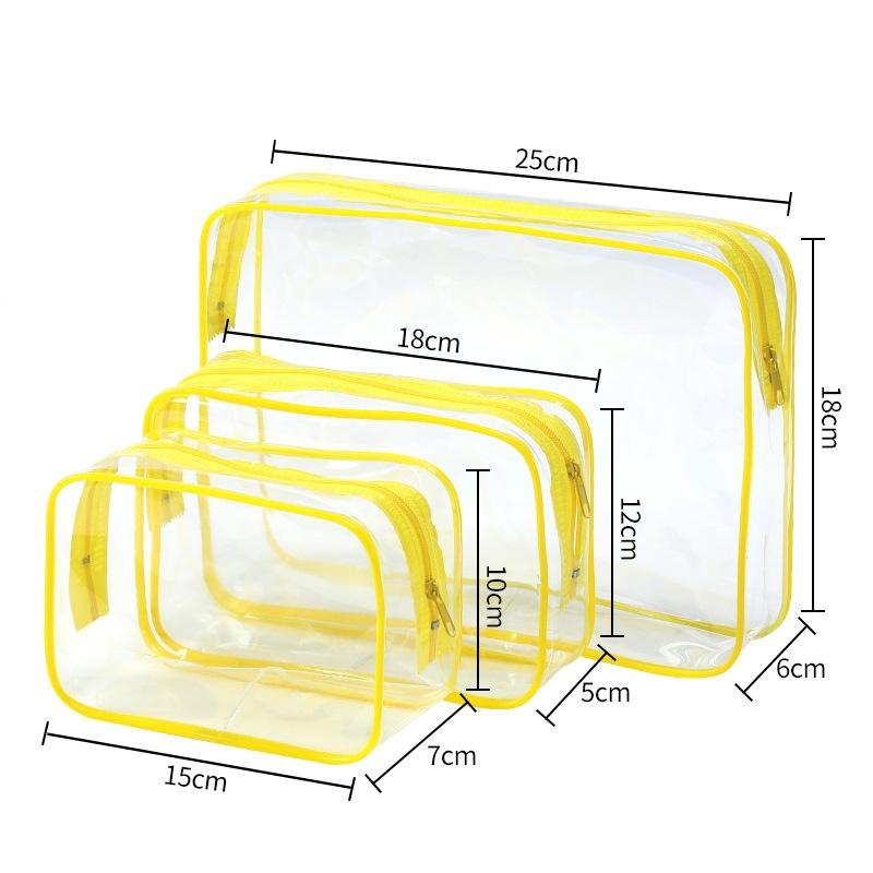 3Pcs Transparent Pvc Cosmetic Bag Waterproof Zipper Clear Makeup Pouch Portable For Travel Bathroom Storage