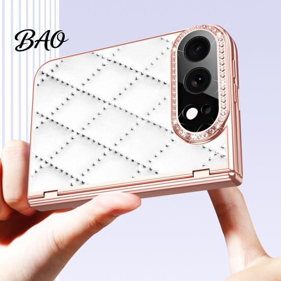Scratch Resistant Phone Shell Faux Leather Case for IPhone-Duo, with Screen Protector & Hinge Impact Protective Protection, Rhinestone Cover,
