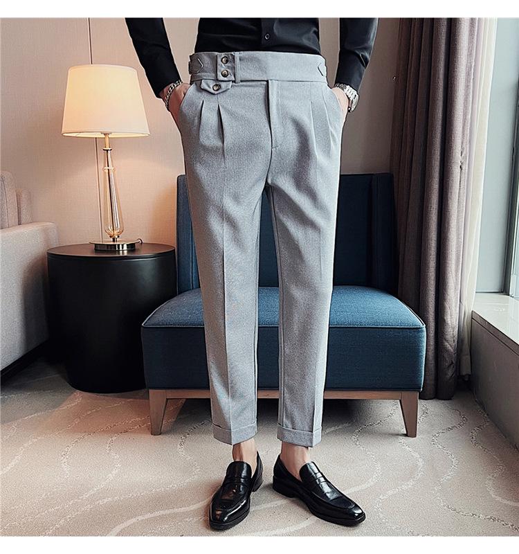 Men's Korean Style High-Waisted Straight Casual Trousers - Fashionable and Trendy Naples Design.